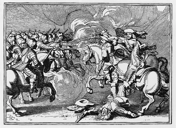 The death of King Gustavus at Lutzen (engraving)