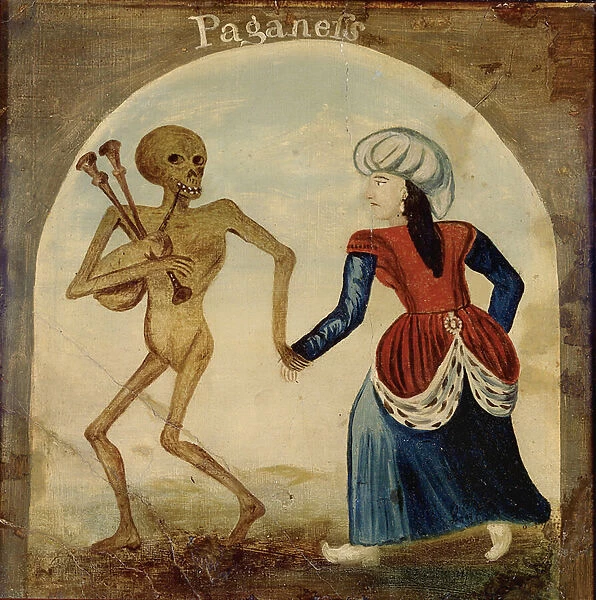 Death Leading a Pagan Woman (oil on panel)