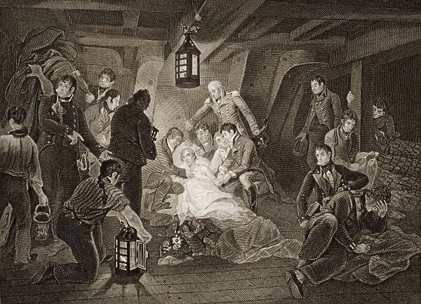 The Death of Lord Nelson, illustration from Englands Battles by Sea