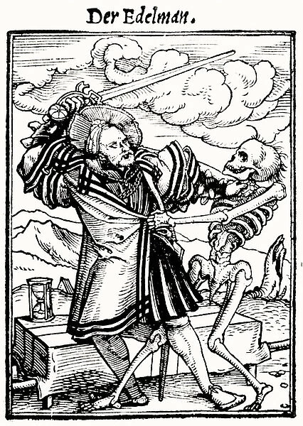 Death and the Nobleman, from The Dance of Death, engraved by Hans Lutzelburger