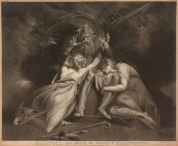 The Death of Oedipus, engraved by William Ward (1766-1826) published in London