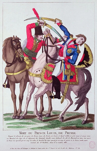 Death of Prince Louis of Prussia, 10 October 1806 (coloured engraving)