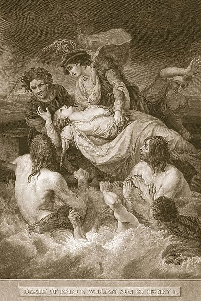 Death of Prince William, son of Henry I, engraved by J. Stow