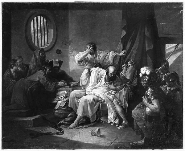 The Death of Socrates (470-499 BC) 1762 (oil on canvas) (b  /  w photo)