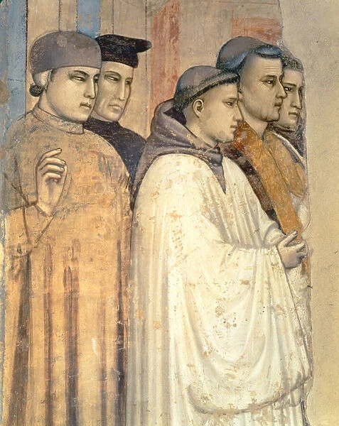 The Death of St. Francis, detail of the standing mourners on the left hand side