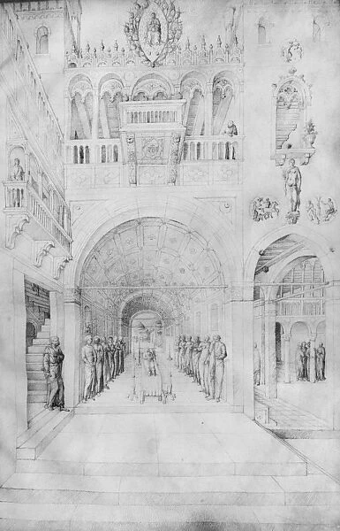 Death of the Virgin in the rich architecture of a Venetian palace, from the Jacopo