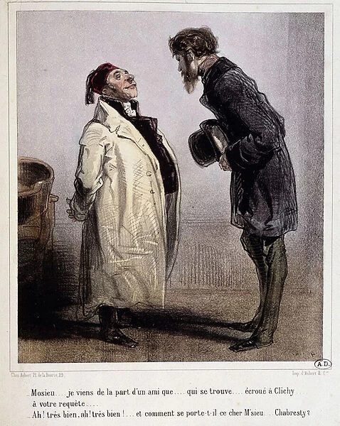 Debtor and Creditor, Cartoon de Gavarni, c. 1840