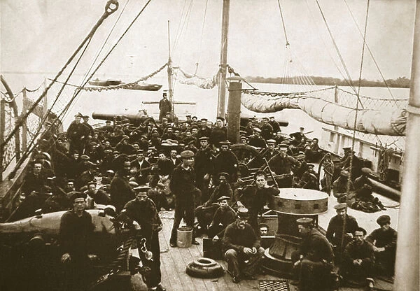 Deck of Gunboat and Crew, 1861-65 (b  /  w photo)