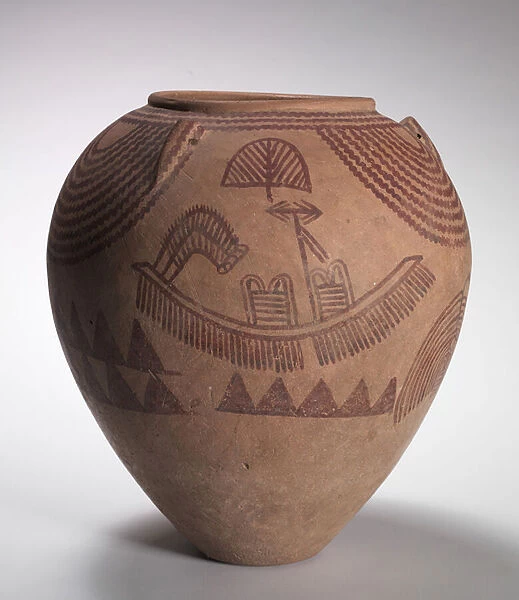 Decorated Jar with Boat Scenes, Middle Predynastic Period, Naqada IIc-d Periods, c