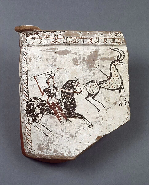 Decorated sherd depicting a horseman, probably Iranian (painted pottery)
