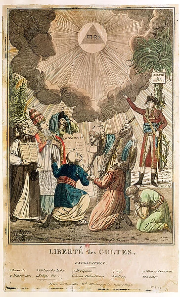 Decree Instituting the Freedom of Worship, November 1799 (coloured engraving)