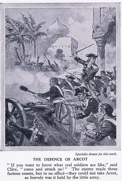 The defence of Arcot, c. 1950 (litho)