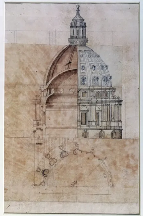 Framed Print : The Definitive Design : section, elevation and half plan of St Framed Print : The Definitive Design : section, elevation and half plan of St