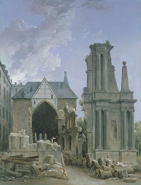 Demolition of the church of the Feuillants in the Rue Saint Honore, c.1804 (oil on canvas)