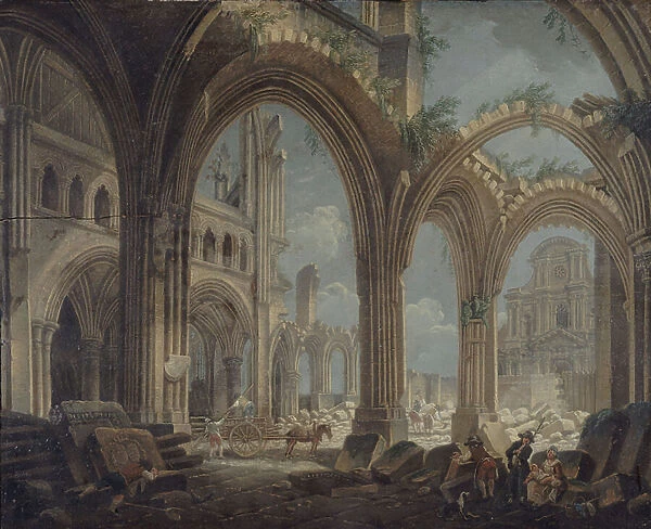 Demolition of the church Saint-Jean-en-Greve, c.1800 (oil on canvas)