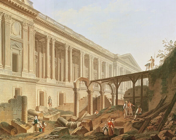 Demolition of the Hotel de Bourbon and clearing the Louvre Colonnade, c