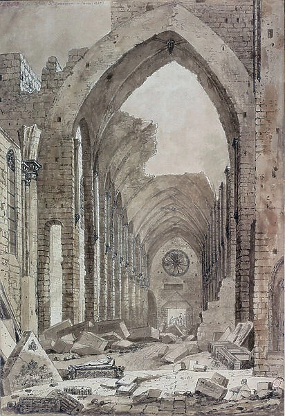 Demolition of the Old Church of St. Genevieve, Paris, 1807 (w / c on paper)