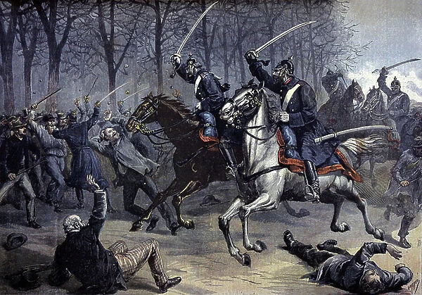 Demonstration and charge of the cavalry in Germany, 1892 (illustration)