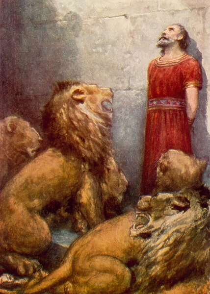 The Den of Lions (colour litho)