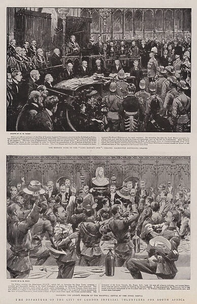 The Departure of the City of London Imperial Volunteers for South Africa (litho)