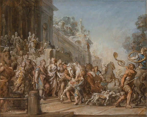 The Departure of Dido and Aeneas for the Hunt, 1772-4 (oil on canvas)
