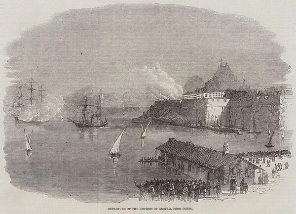 Departure of the Empress of Austria from Corfu (engraving)