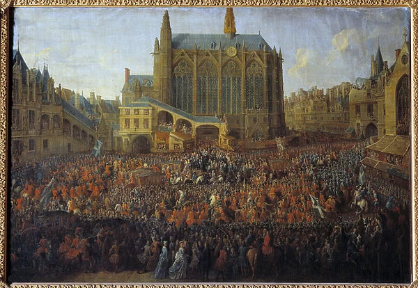 Departure of Louis XV after the bed of justice breaking the will of Louis XIV