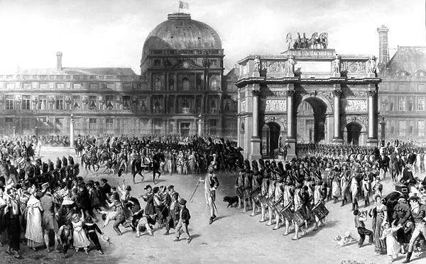 Depiction of a Military Review during the First French Empire in 1810, in front of the Tuileries. 1862 (oil on canvas)