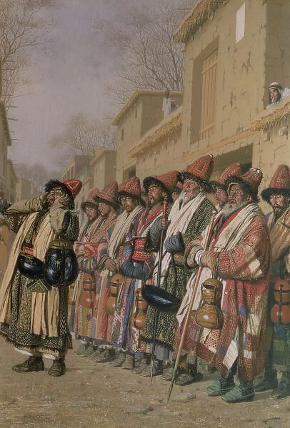 Dervishes Chorus Begging Alms in Tashkent, 1870 (oil on canvas)