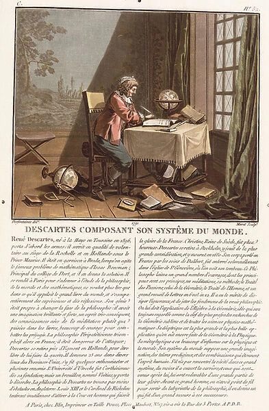 Descartes Composing His World System, c. 1786-1792 (colour aquatint)