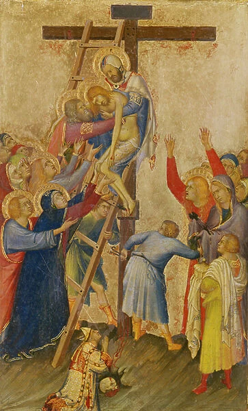The Descent from the Cross (tempera on gold panel)