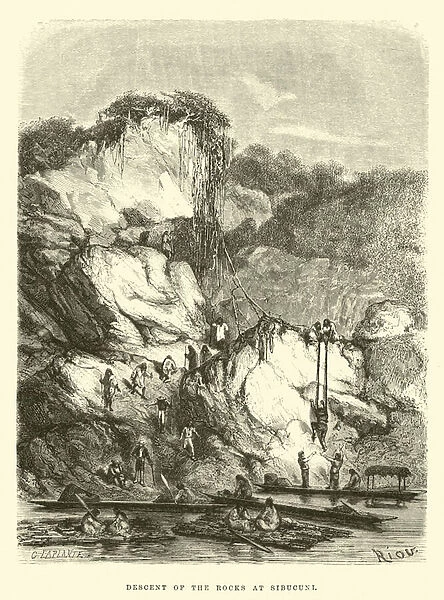 Descent of the rocks at Sibucuni (engraving)