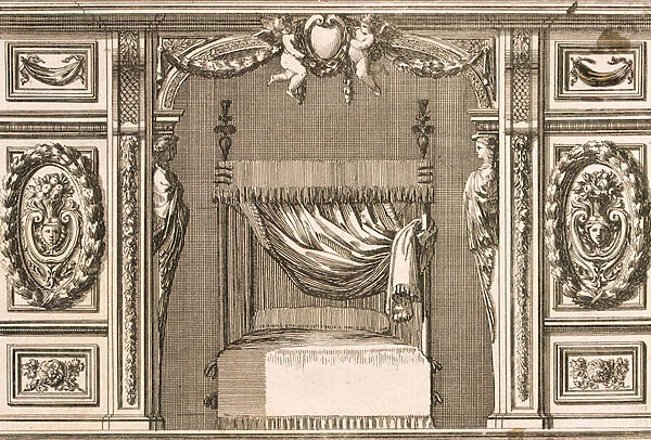 Design for a bed alcove, c. 1660 (engraving)