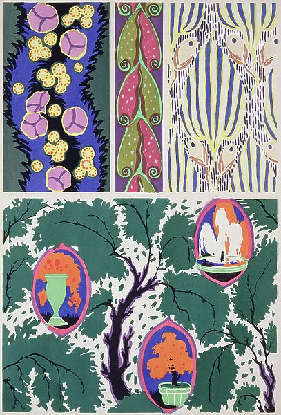 Design motifs from Floreal: Dessins & Coloris Nouveaux, 1920 (pochoir print)