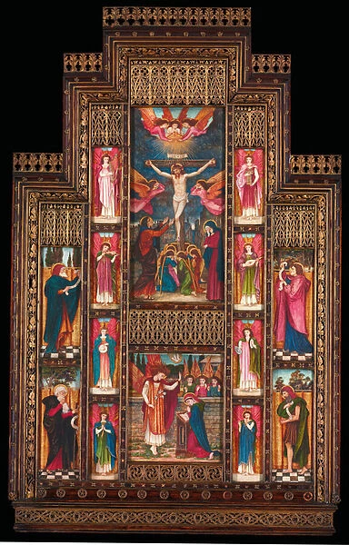 Design for reredos at Holy Trinity Church, Florence, in Gothic revival frame by Bernini