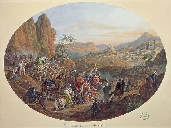 Design for a set of plates depicting The Pilgrimage to Mecca