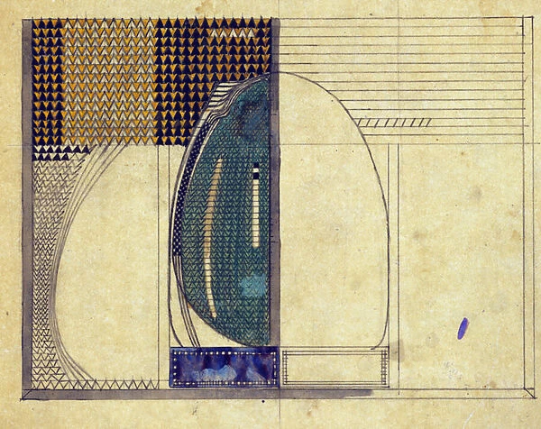 Design for W. J. Bassett-Lowke, 1916 (pencil & bodycolour on oiled tracing paper)