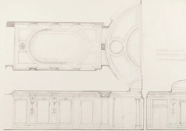 Designs for the interior of the Oxford and Poland Street Cinematograph Theatre: Auditorium ceiling and back wall, c.1910 (pencil on paper)