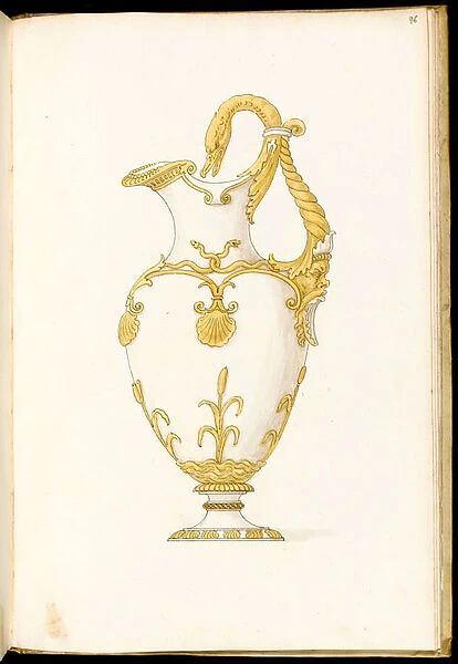 Designs for Silverware. Ewer, for the Tavola longa (pen & brown ink, yellow & grey wash on paper)