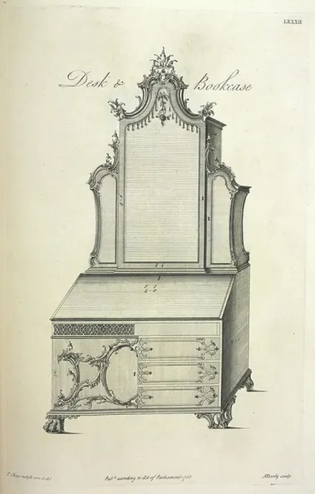 Framed Print : A desk and bookcase Framed Print : A desk and bookcase