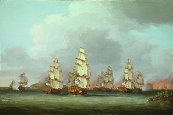 Destruction of the American Fleet at Penobscot Bay, 14 August 1779, 1780s (oil on canvas)