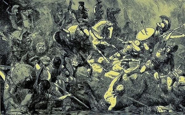 Destruction of the Athenian army in Sicily, illustration from The Illustrated History of the World, published c. 1880 (digitally enhanced image)