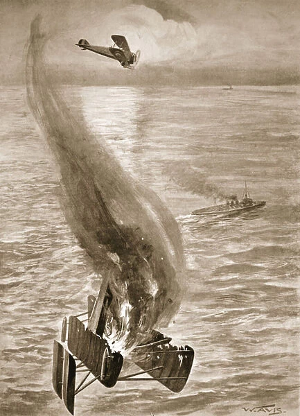 The destruction of a German seaplane by Flight-Sub-Lieutenant Ince off the Belgian Coast