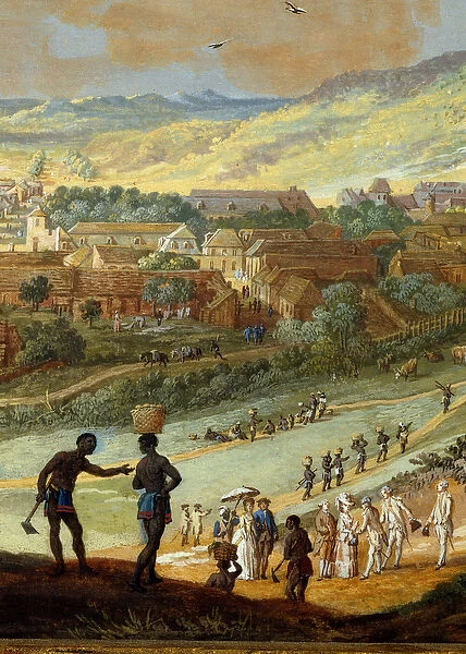 Detail: 'View of the city of Cape francais (Cap de la Republique