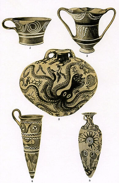 The development of Greek pottery, 1909 (print)