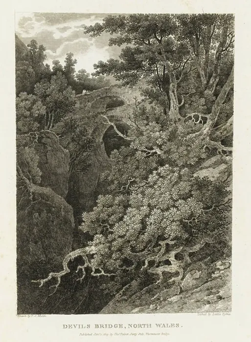 Framed Print : Devil's Bridge, North Wales (etching) Framed Print : Devil's Bridge, North Wales (etching)