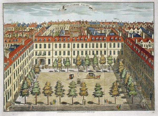 Devonshire Square, for Stows Survey of London, pub. 1754 (engraving)