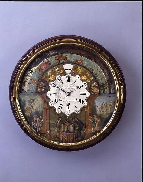 Dial clock, late 19th century, dial c. 1770 (mahogany)