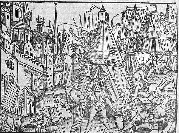How Diego de Almagro (1475-1538) seized Cuzco and battled against Francisco Pizarro (1475-1541) illustration from Historia General de las Indias y Nuevo Mundo by Francisco Lopez de Gomara (b. 1510) 1554 (engraving)