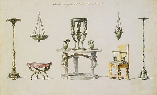 Differents Vases, Furniture, Altars and Tripods Discovered at Herculaneum